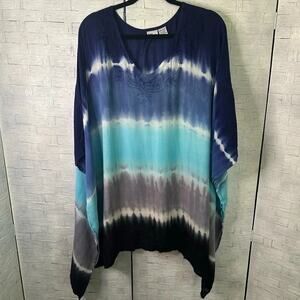 Indian Tropical Beaches & Boho Flowy tie-dye Kaftan top Coverup free size